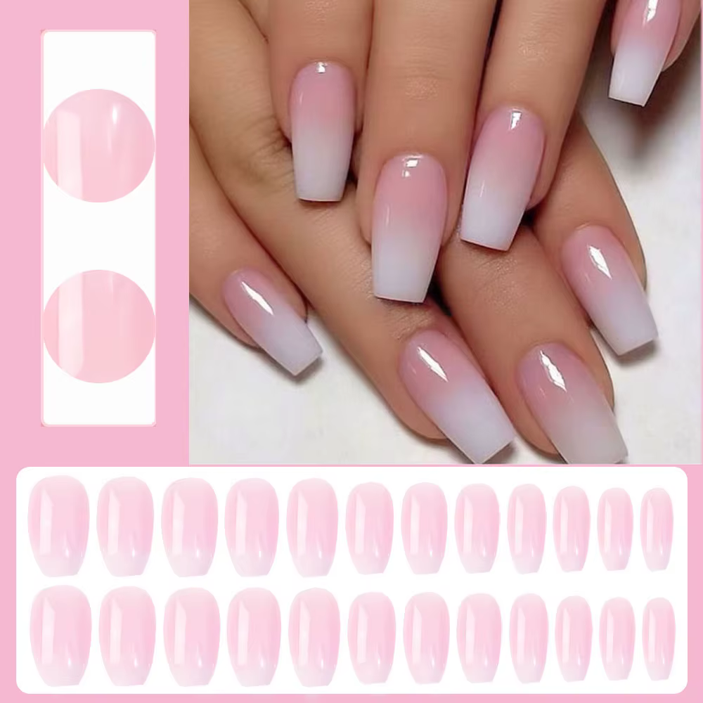 24 pièces rose imprimé léopard court carré presse sur ongles français arc portable faux ongles couve