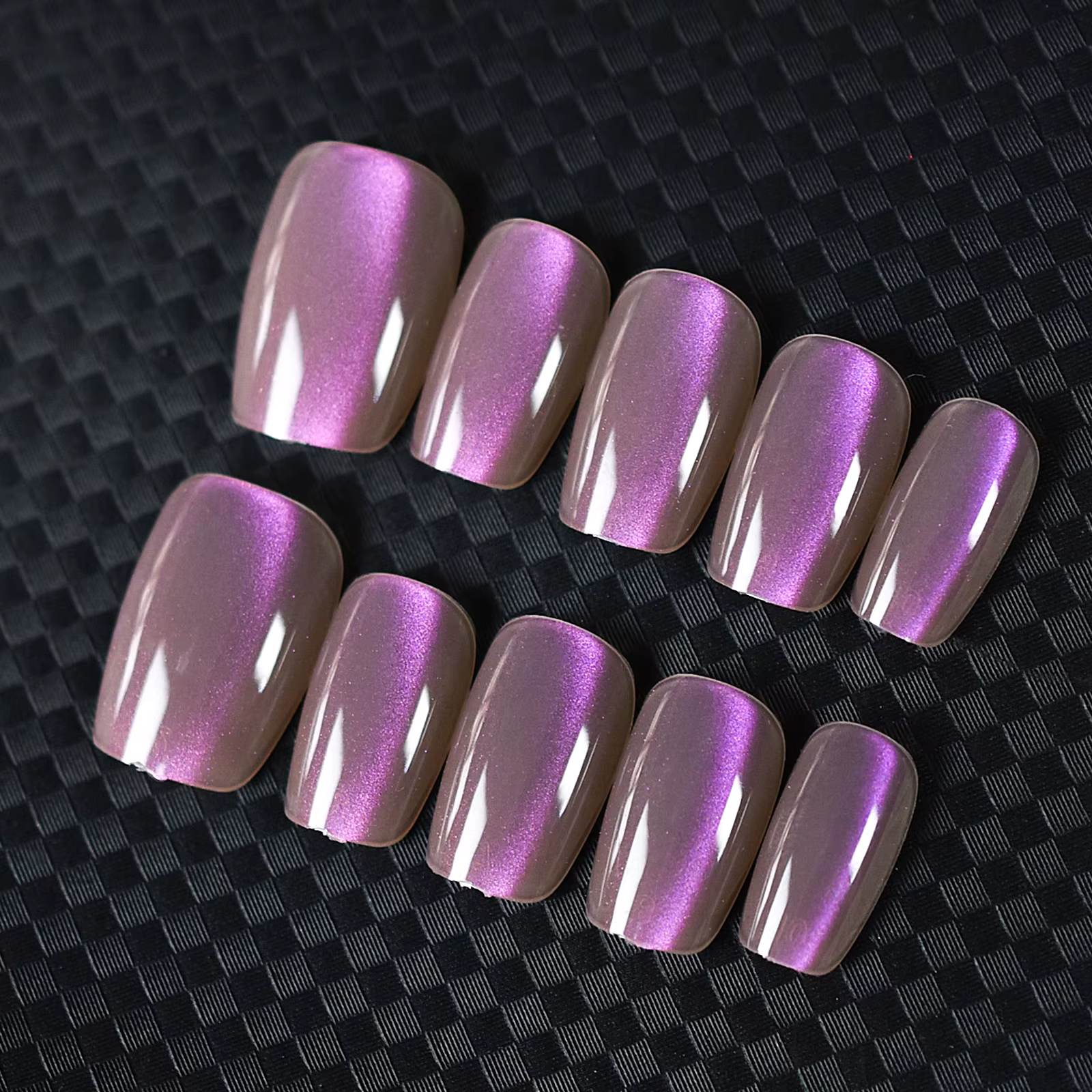 Jolis yeux de chat carrés pour femmes et filles, presse sur les ongles, style charmant, 3 tailles au