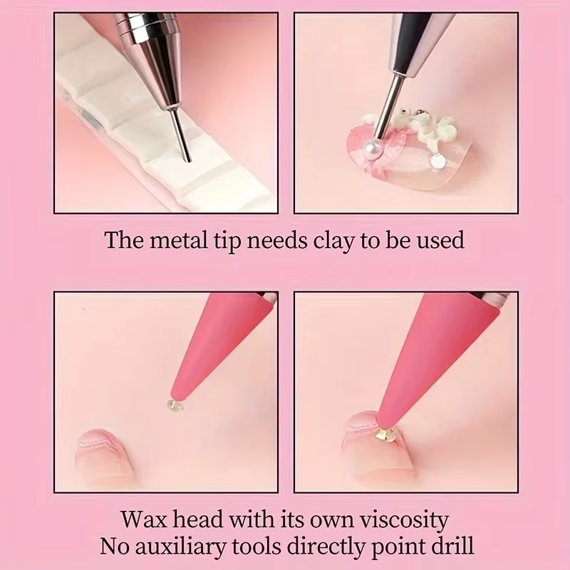 Brosse à ongles pour manucure, stylo à Double tête, stylo à pointe de peinture à points, cueilleur d