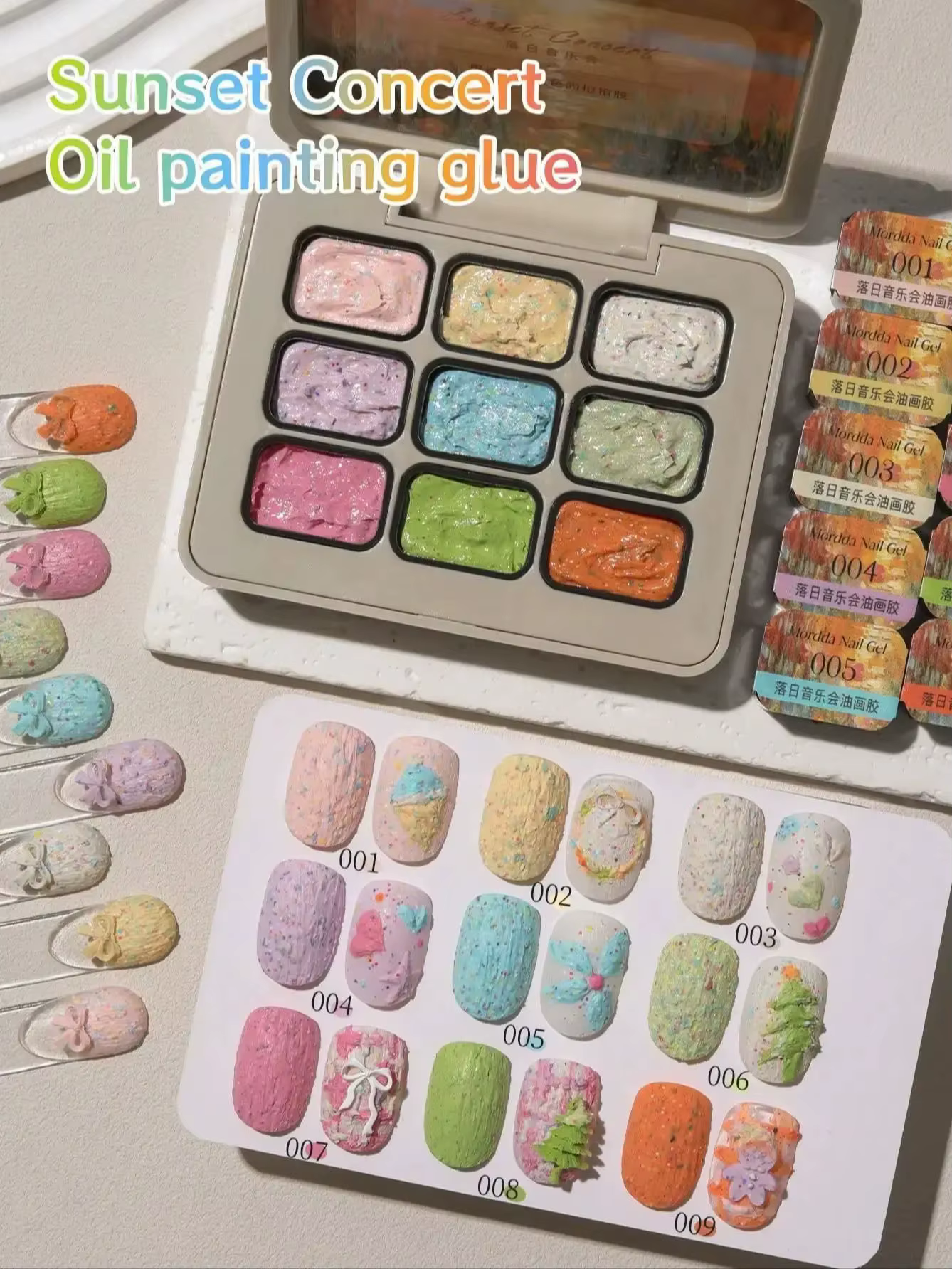 Ensemble de vernis à ongles Gel de peinture à l'huile de Concert de coucher de soleil de 9 couleurs,