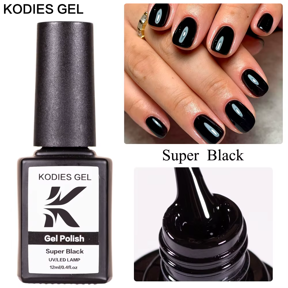 KODIES GEL-Verhéritage à Ongles Super Noir, Gel UV Semi-Continu, Manucure Esmalte, Une Couche Hybrid