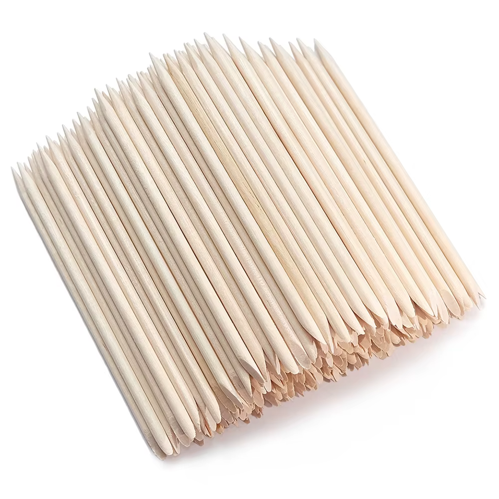 Poussoir à cuticules pour ongles, bâtons en bois Orange pour enlever les ongles, dissolvant de manuc