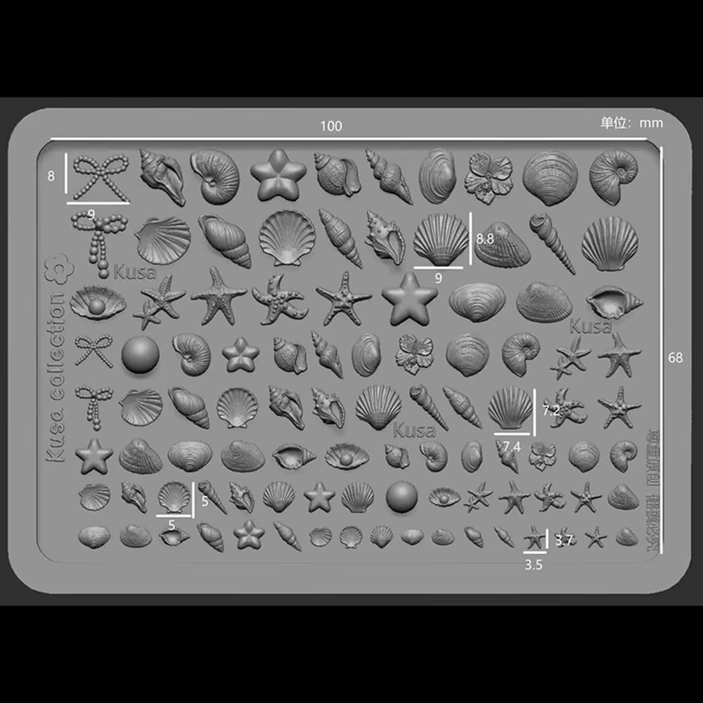 Moule en silicone pour nail art sur le thème de la mer et moule de sculpture 3D pour motifs baroques