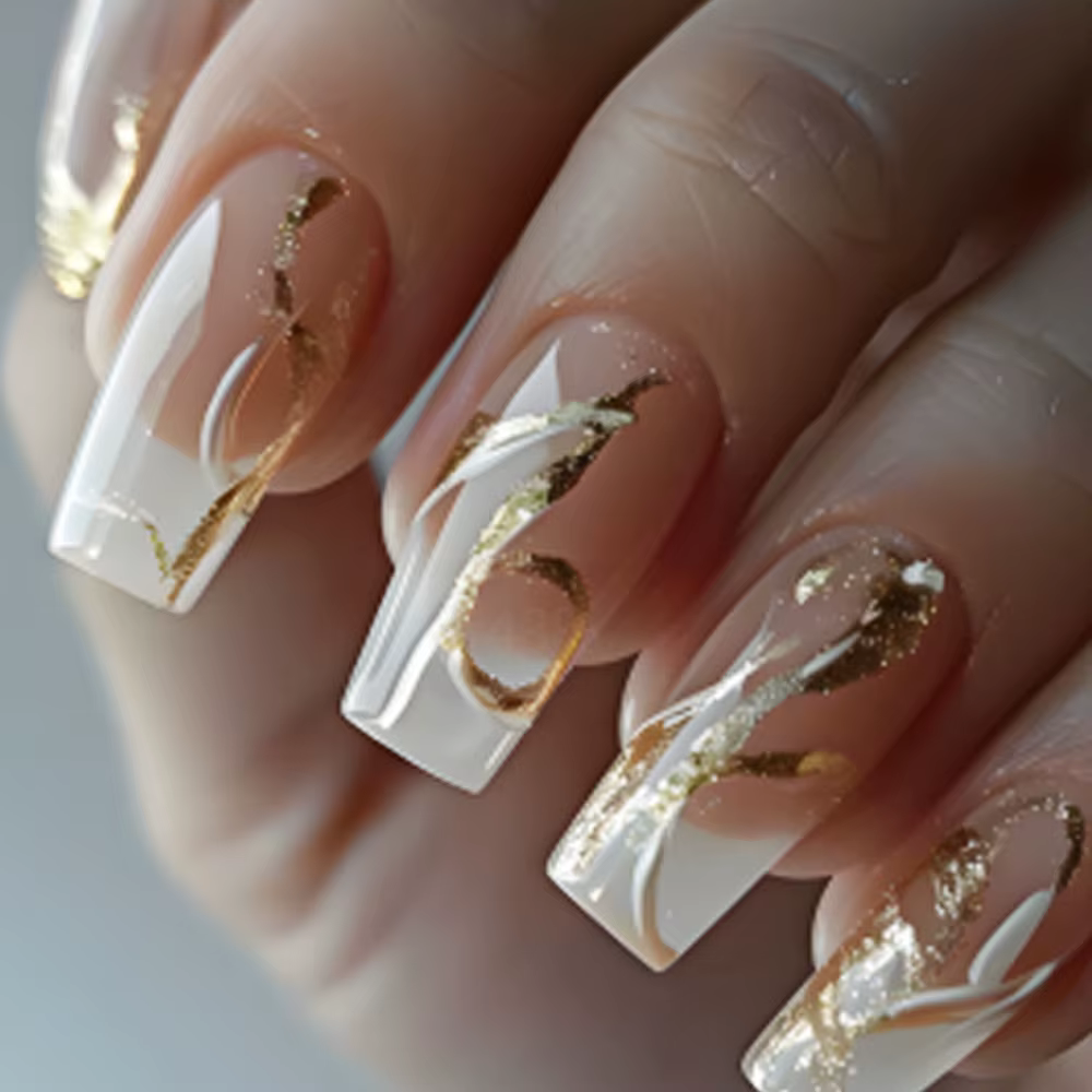 Patchs pour ongles dégradés noirs et rouges, avec colle gelée, rayures à paillettes simples français