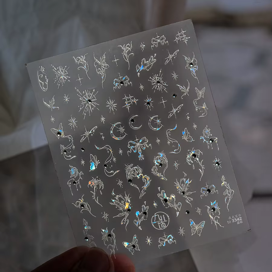 Autocollants holographiques pour Nail Art, 1 pièce, diamant 5D, papillon, décorations d'ongles, déca