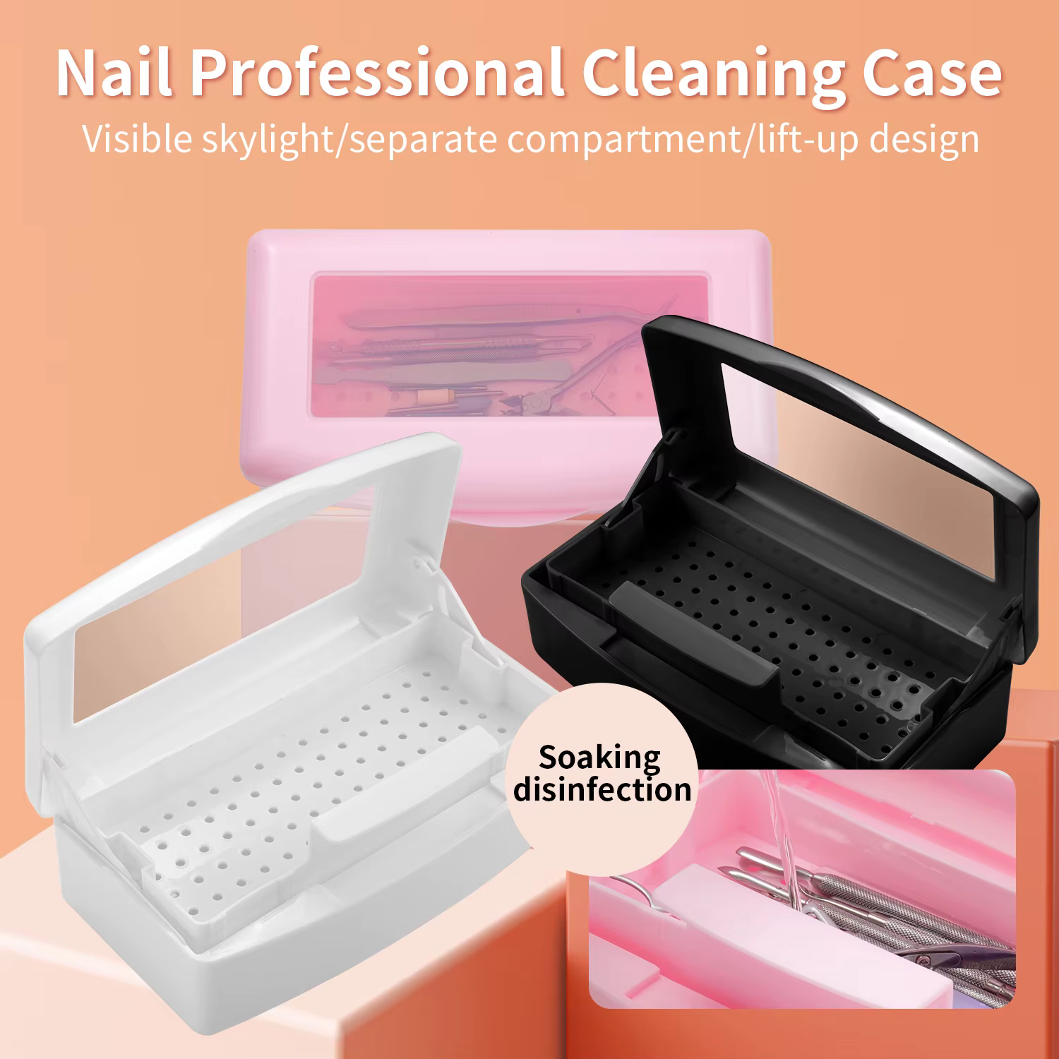 Outils de manucure, plateau de stérilisation pour outil de beauté, outils pour ongles, boîte de dési