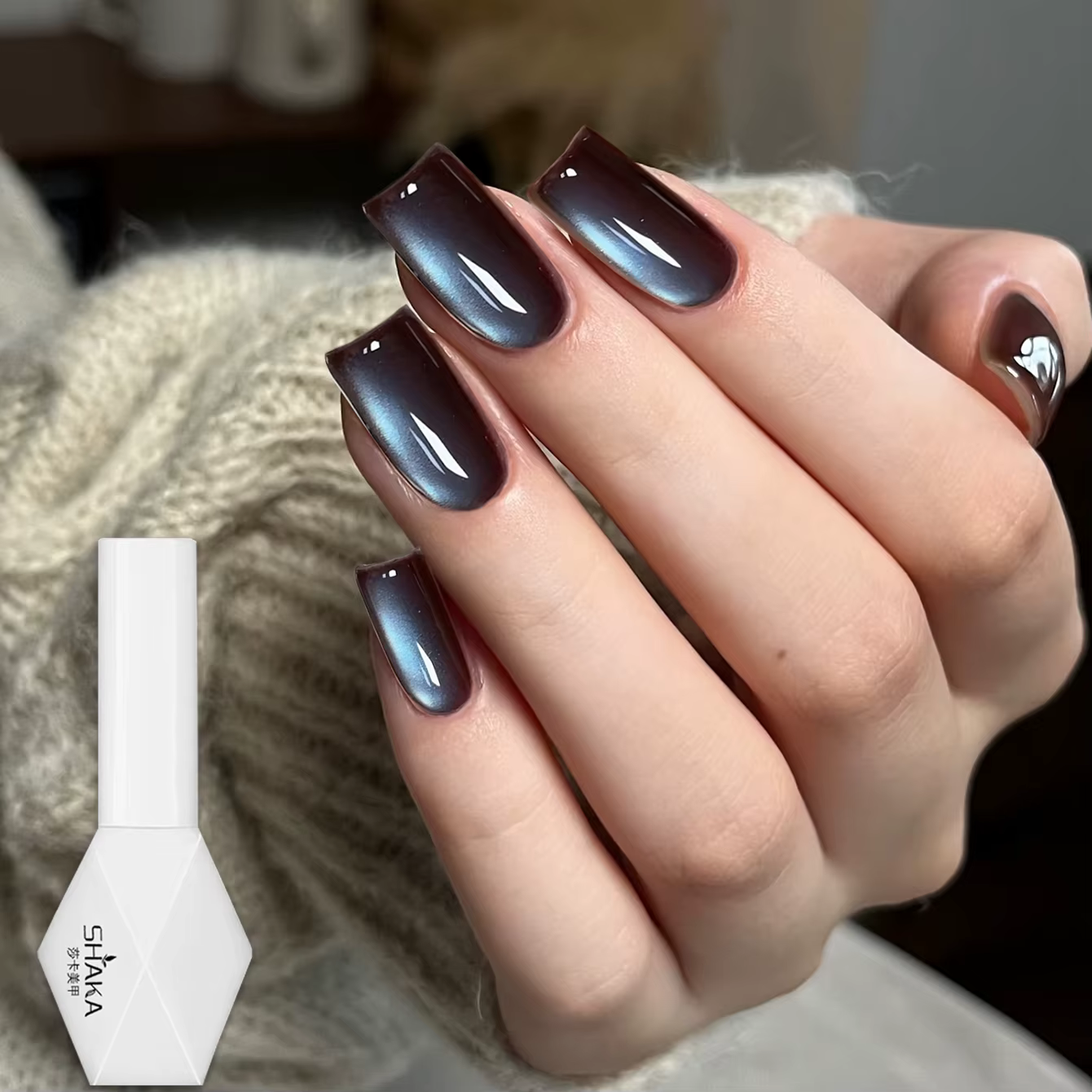 WS 1 pièce 10 ml Nouveau 2026 Vernis à ongles gel effet œil de chat, bleu violet super brillant, per