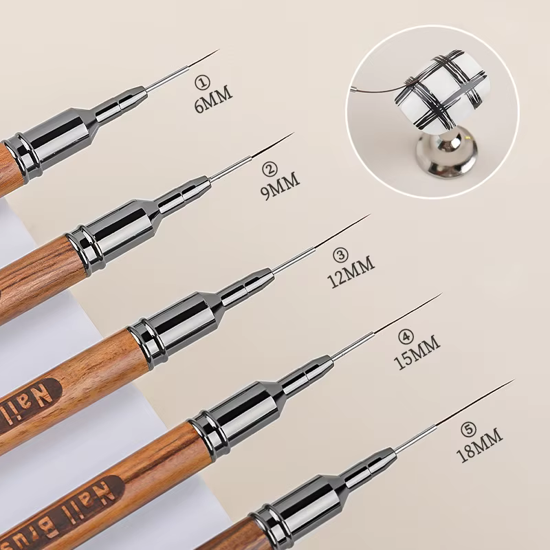 Pinceau à ongles en bois pour gel, liner pour nail art, pinceau de peinture DIY, stylo à dessin pour
