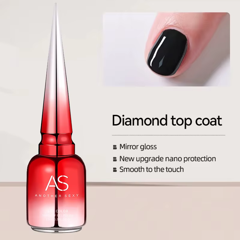 AS 15ml diamant couche de finition Gel vernis à ongles tremper UV LED Gel vernis sans essuyage haute
