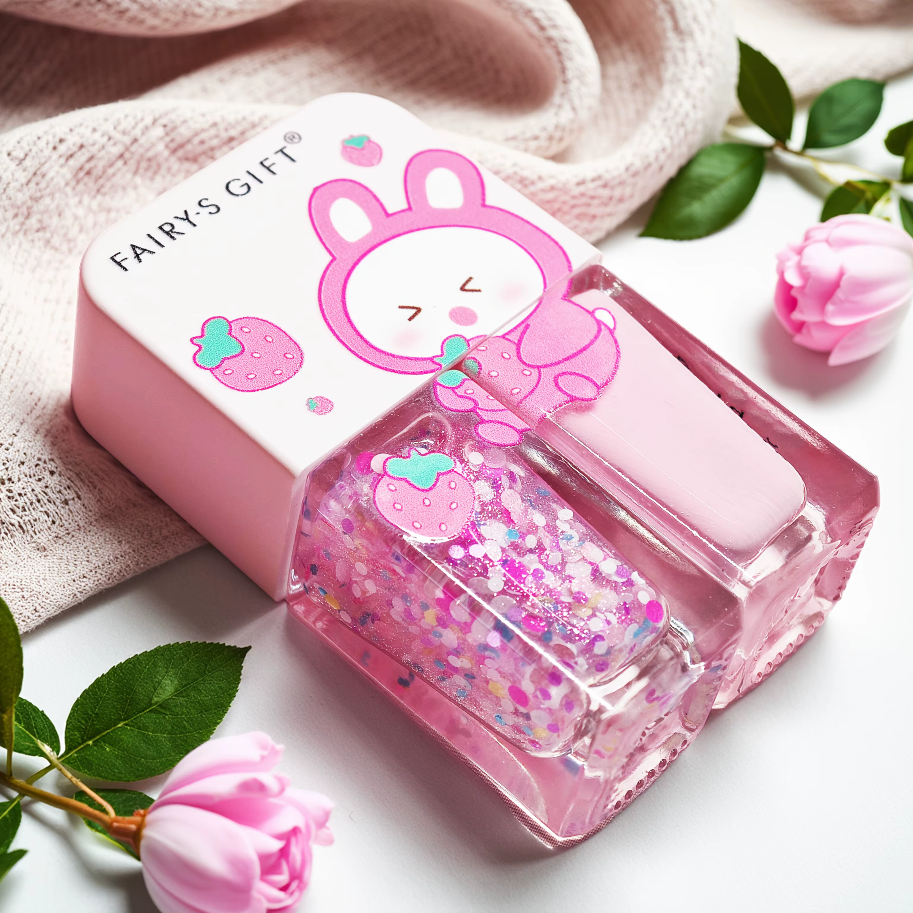 S02 fraise lapin ballo ensemble de 2 bouteilles vernis à ongles sans cuisson séchage rapide longue d