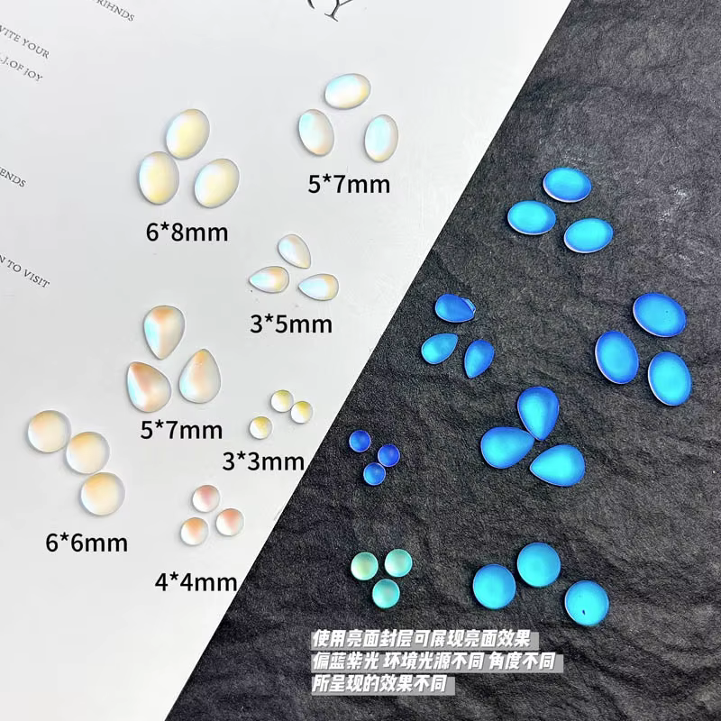 Nouveau mat givré bleu larmes Nail Art breloques ovale goutte d'eau diamant ongles 3D décorations 7S