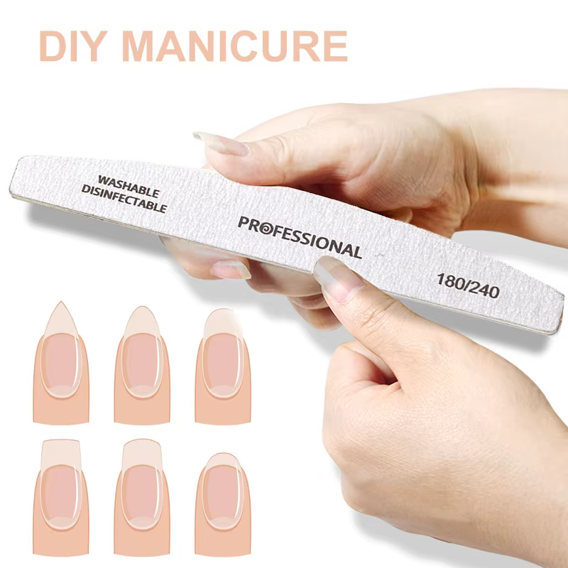 Limes à ongles professionnelles en bois, 100 180 240, tampon de manucure, bateau gris, tampons de pé