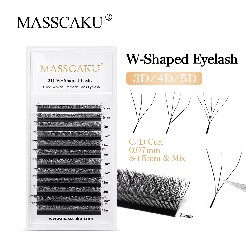MASSCAKU W forme 3D 4D 5D Volume préfabriqué ventilateurs faciles Nature lumière douce cils individu