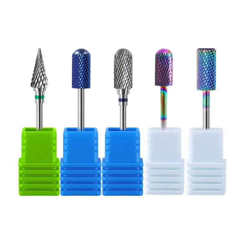 20 Types de foret à ongles en carbure de tungstène bleu arc-en-ciel, fraises à ongles électriques po