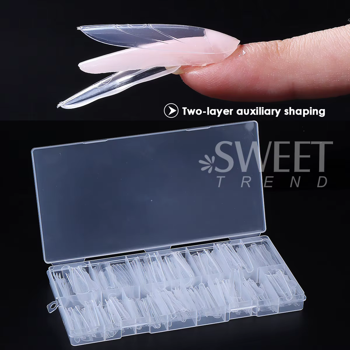 180 pièces nouveau Sandwich Extension d'ongle moule intercalaire double formes d'ongles facile à faç