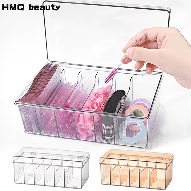 Boîte de rangement de cils avec couvercle, outil d'organisation de cosmétiques de bureau, support de