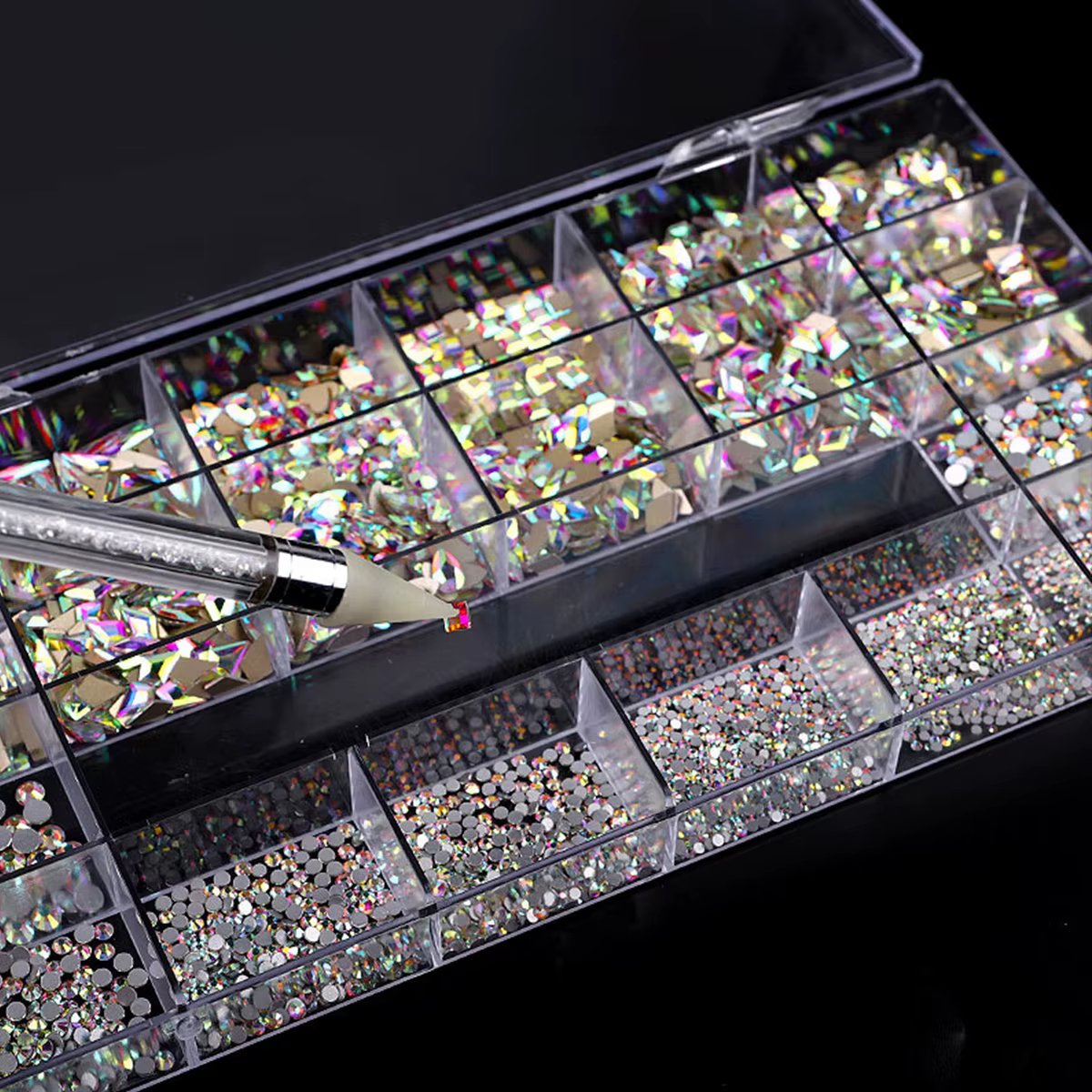 21 grille nail art diamant fond plat verre diamant multi-style diamant de forme spéciale brillant on