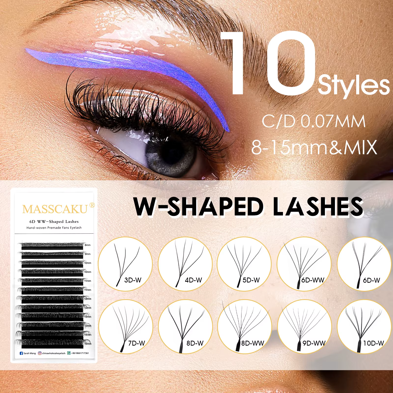 MASSCAKU W forme 3D 4D 5D Volume préfabriqué ventilateurs faciles Nature lumière douce cils individu