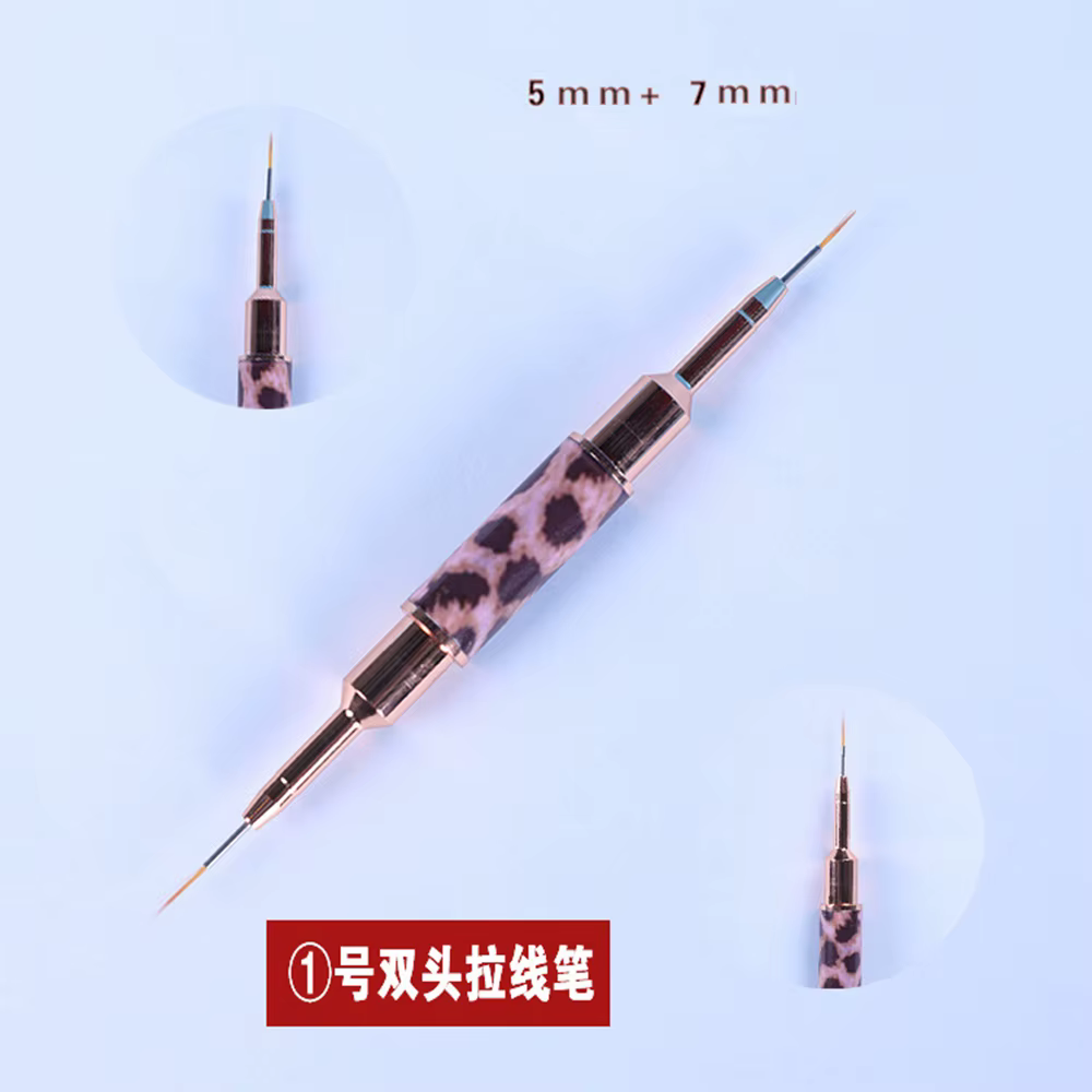 Pinceaux pour Nail Art imprimé léopard, Double tête, pour revêtement d'ongles, rayures, dessin, pein