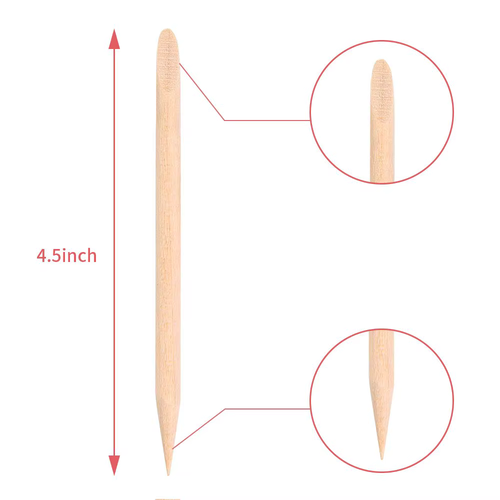 Bâtonnets en bois Orange pour ongles, 100/500 pièces, Double tête, poussoir à cuticules, dissolvant 