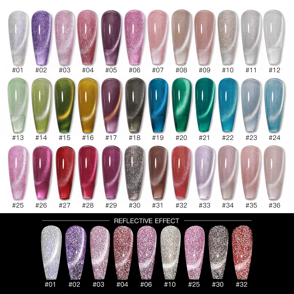 AS 15ml chat magnétique Gel vernis à ongles oeil de chat effet paillettes Semi Permanent 36 couleurs