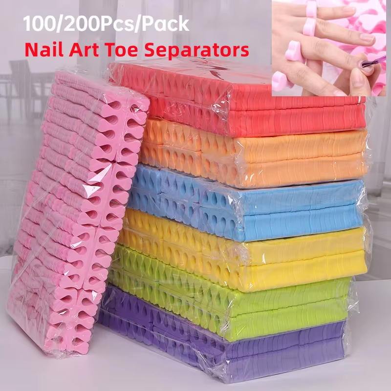 Séparateurs d'orteils pour Nail Art, 100 à 200 pièces/paquet, éponge pour pieds, vernis Gel UV doux,