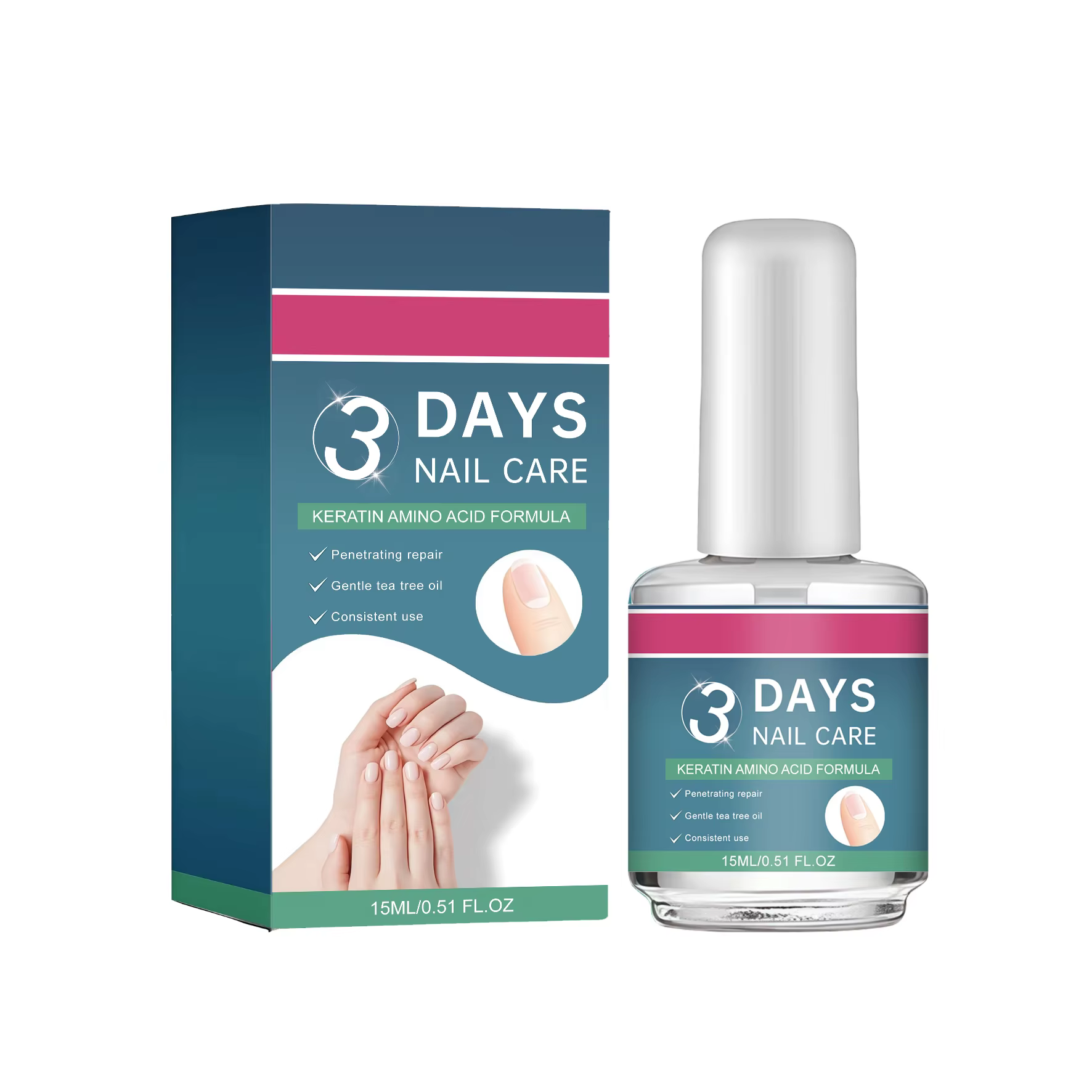 Sérum pour les soins des ongles en 3 jours, formule à base de kératine et d'acides aminés, fortifian