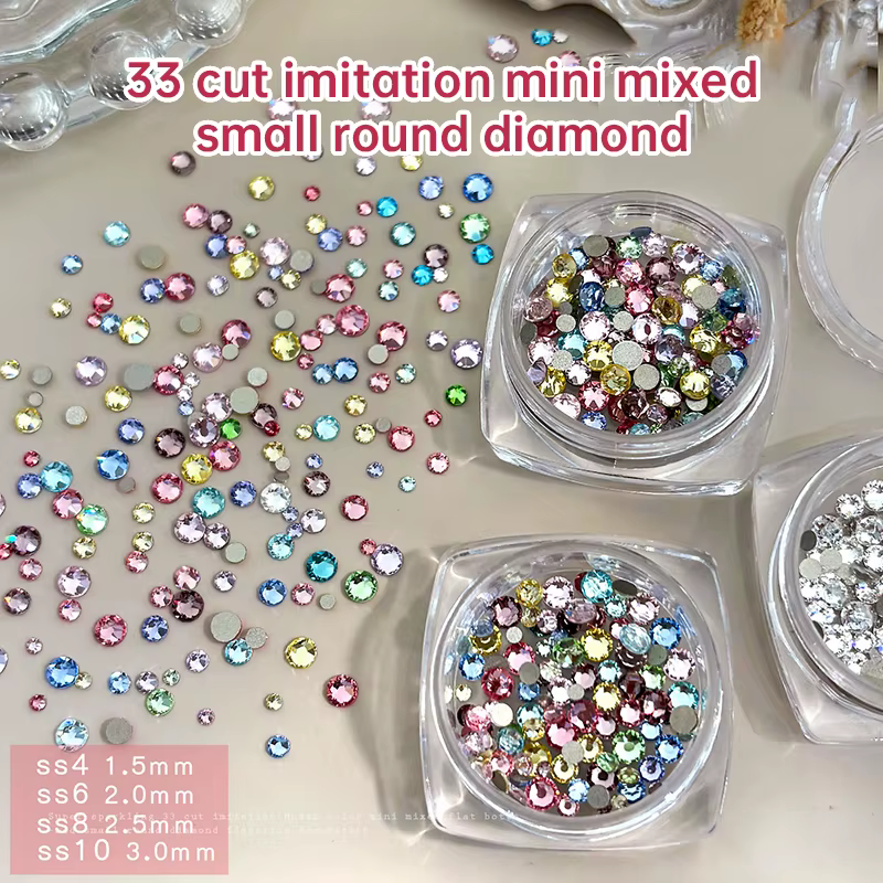 100 pièces verre blanc coloré cristal Nail Art breloques strass Super lumineux fond plat paillettes 