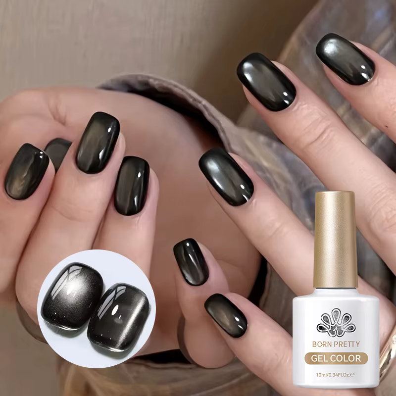 BORN PRETTY 10ml Gel Magnétique Noir Effet Chat pour Ongles, Vernis Semi-Permanent UV pour Manucure 