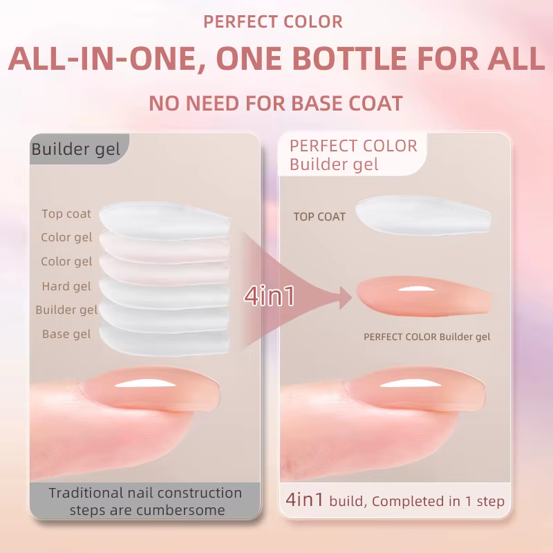 Vernis à ongles 4 en 1, couleur parfaite, 20g, 12 couleurs, Base en caoutchouc, Extension pour brico