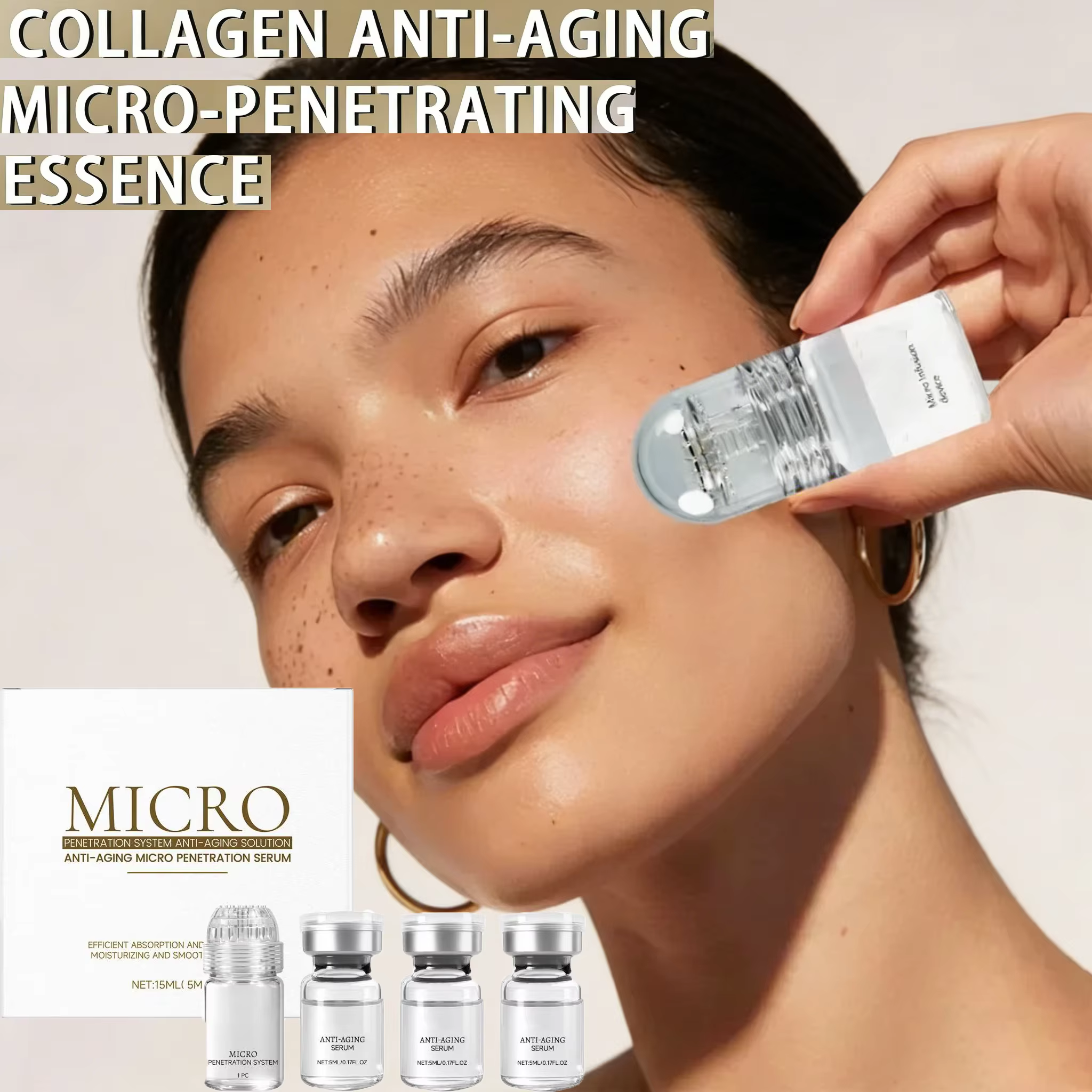 Kit d'essence de collagène : traitement anti-âge anti-rides, hydratant, raffermissant et nettoyant l