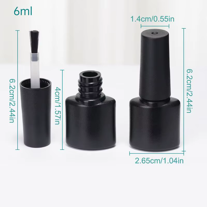 Bouteilles vides pour gel à ongles, bouteilles noires rechargeables avec pinceau pour voyage, conten