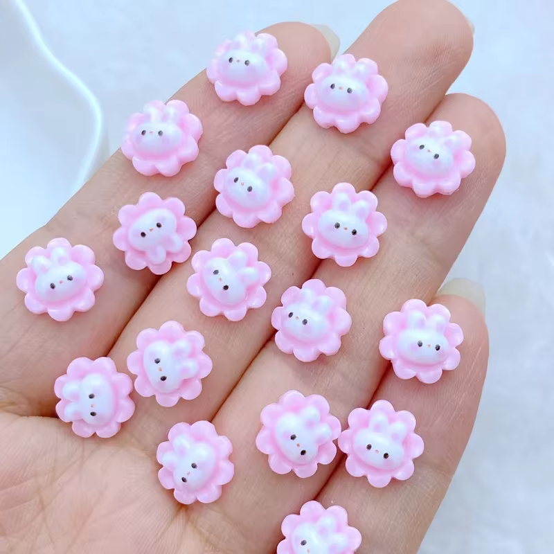 50 pièces/ensemble dessin animé fleur lapin Ontwerpen Nail Art décoration Hars 3d Bedels Nagel Acces