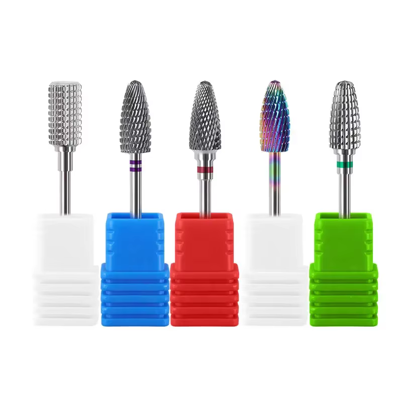 20 Types de foret à ongles en carbure de tungstène bleu arc-en-ciel, fraises à ongles électriques po