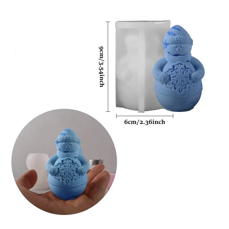 Moule à bougie en silicone flocon de neige 3D, bonhomme de neige fait à la main bricolage, bougie Re