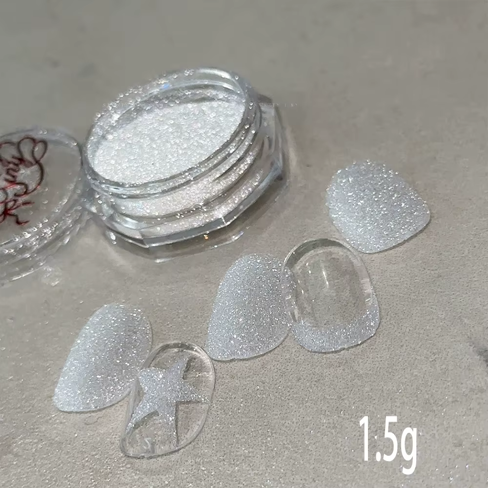 Poudre de sucre pour ongles, petit diamant de rêve, blanc brillant, polarisé, sable chromé, poudre d