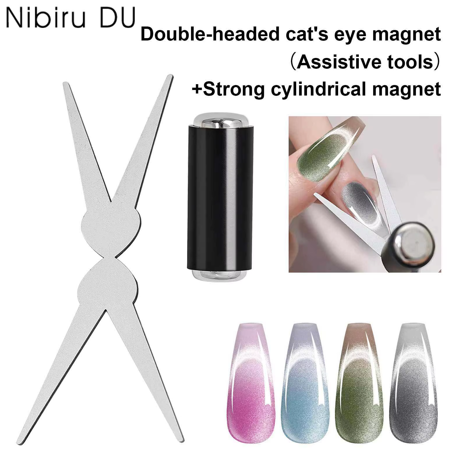 3D Double tête ongles forts forme française oeil de chat aimant effet magnétique Nail Art Gel vernis