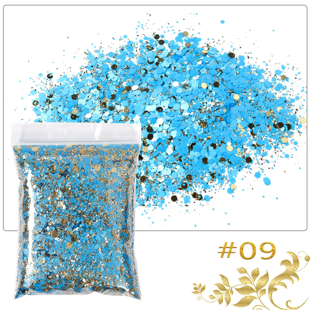 50 g/sac holographique gros paillettes princesse série or cosmétique artisanat paillettes pour résin