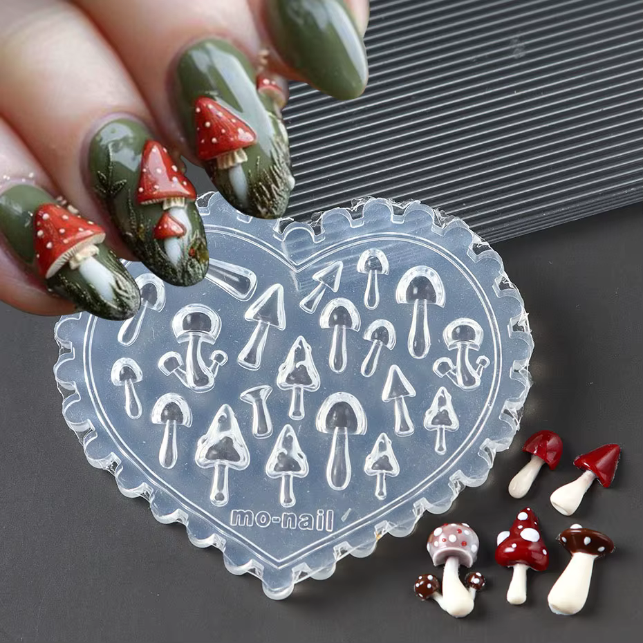 Moule à ongles en Silicone, fleur Sakura de printemps, sculpture acrylique 3D, tulipe champignon, pl