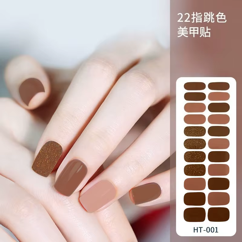 Autocollants pour ongles en Gel de manucure pour femmes, lampe sans cuisson, 22 doigts, pâte complèt
