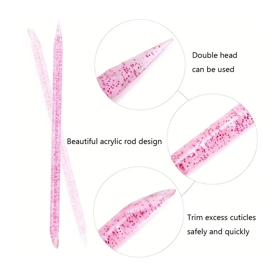 10/50/100 pièces bâton de cristal réutilisable Double extrémité Nail Art poussoir à cuticules outil