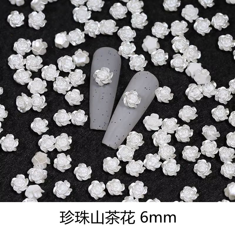 50pcs mignon nouvelle résine Mini 3D blanc plaqué Rose ongles strass gemmes paillettes Nail Art bijo