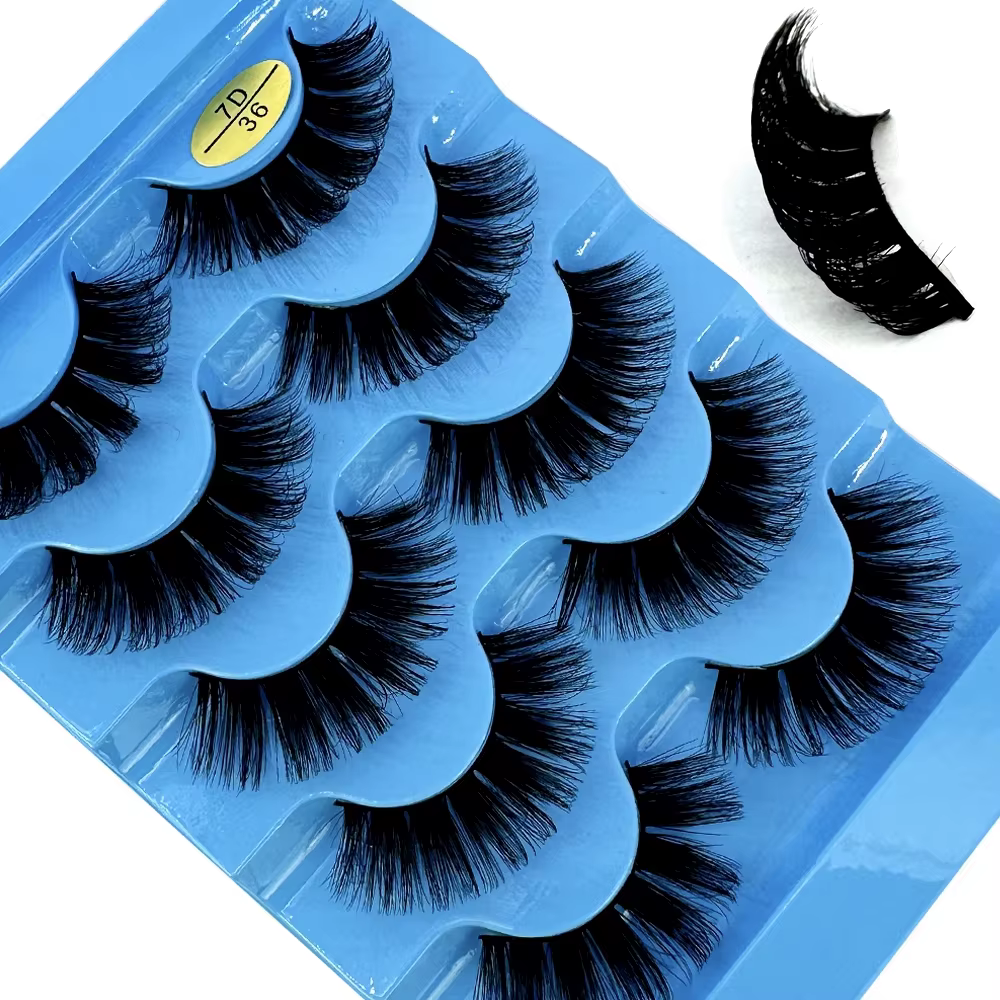 Nouveau 5 paires classique hybride Volume cils nouveauté vaporeux D Curl court russe bande cils maqu