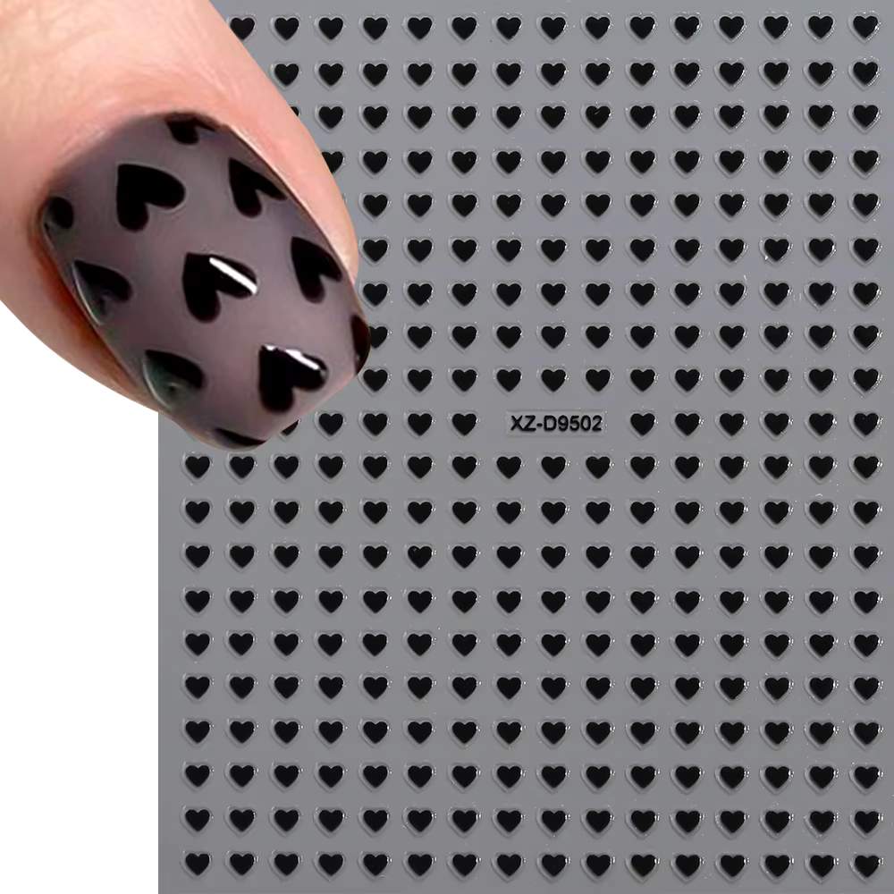 Autocollants pour ongles en forme de cœur, couleurs mélangées 3D, pour la saint-valentin, doux, roug