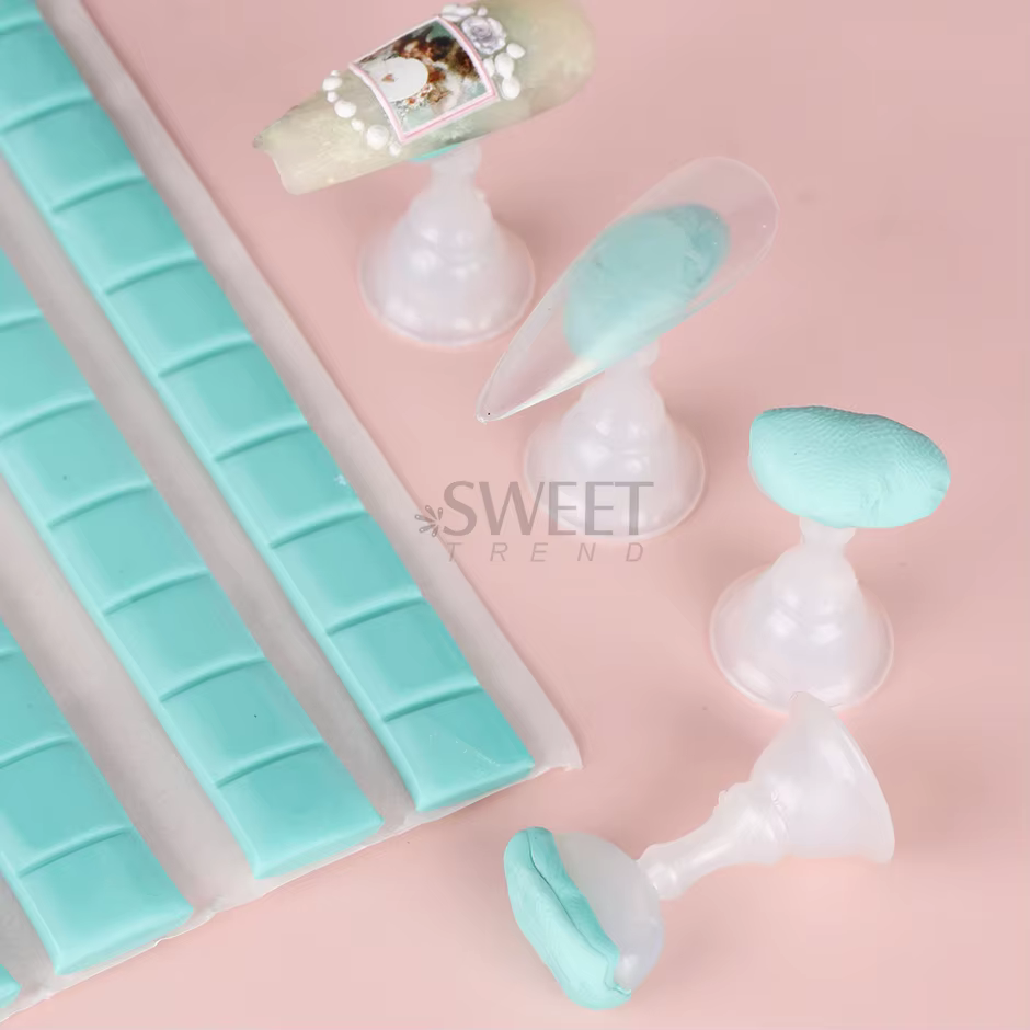 Colle adhésive pour ongles, argile blanche et rose, boue pour ongles, support d'affichage, fixation 