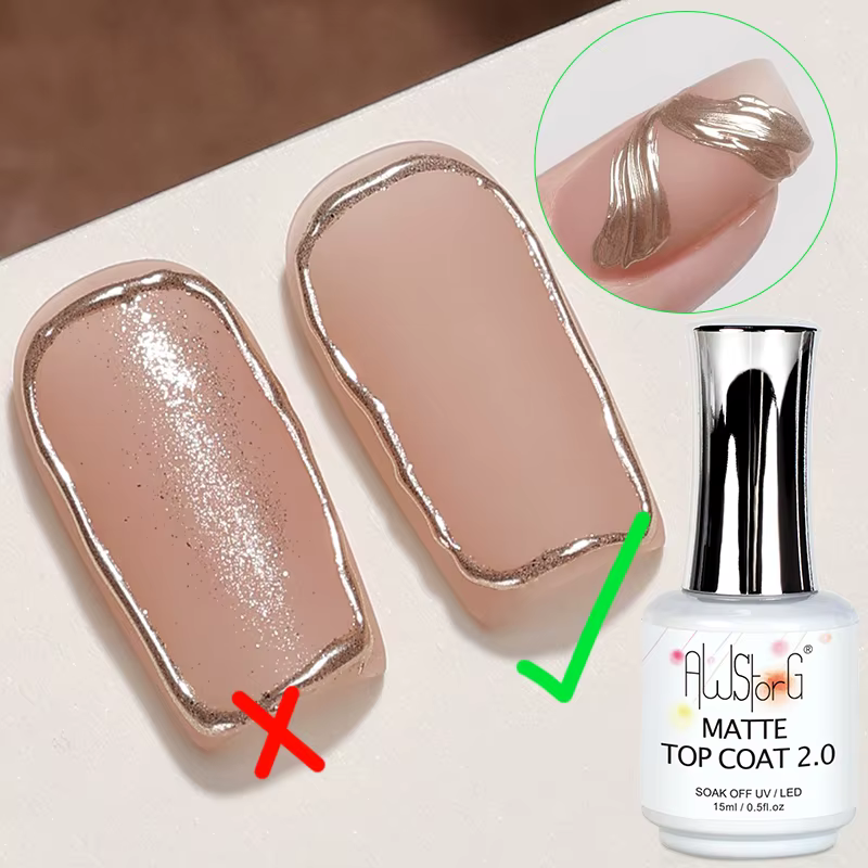 AWStorG 15ml mat couche de finition 2.0 poudre antiadhésive vernis à ongles vernis Semi Permanent tr