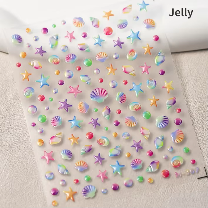 Autocollants de manucure auto-adhésifs 5D, bulles de méduse Bagful colorées, anneaux de natation, ét