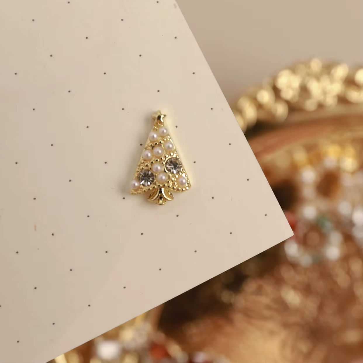 Accessoires pour Nail Art, arbre de noël, neige, cloche, élan, incrusté de Zircon rouge vert, breloq