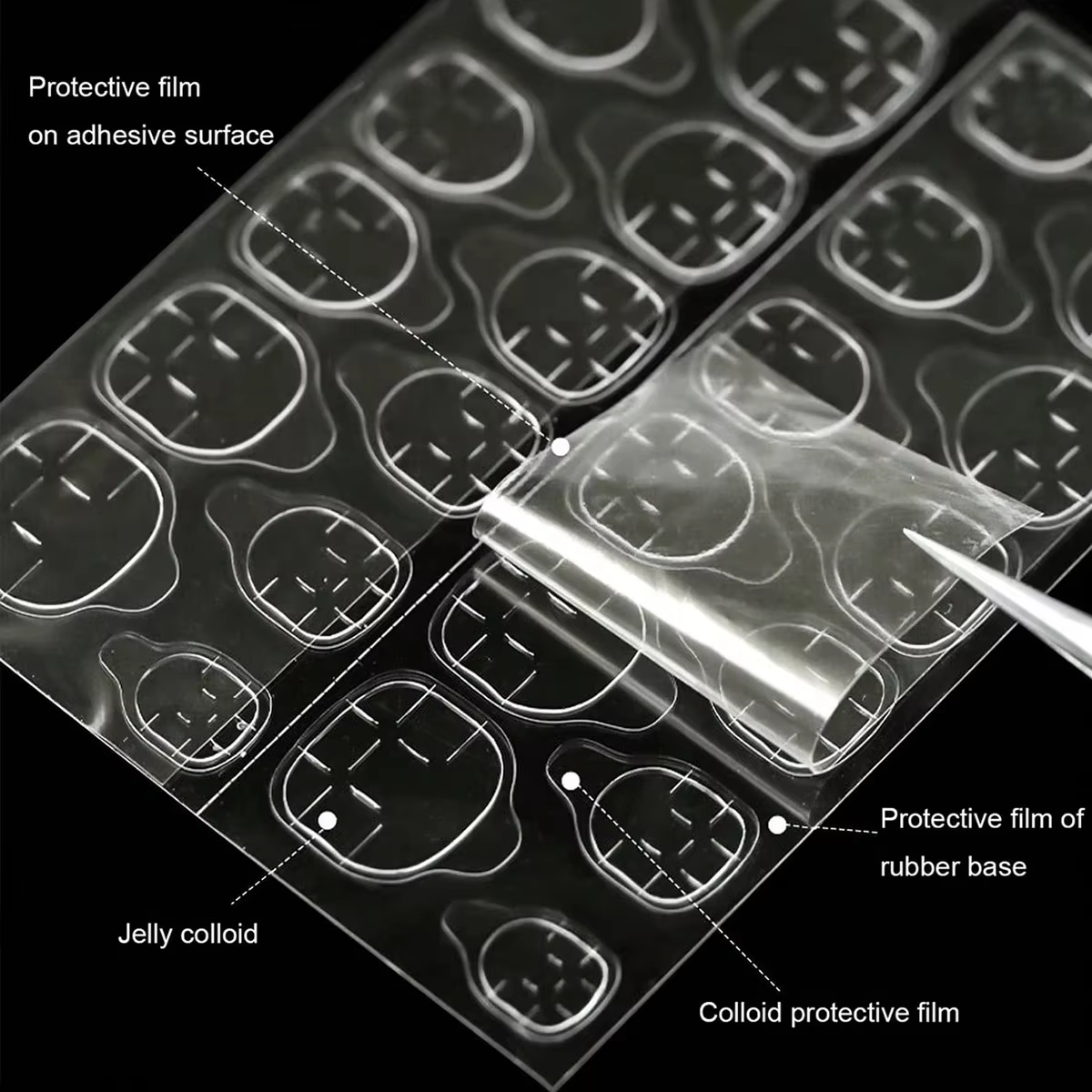 Colle autocollante Double face pour faux ongles, 25 feuilles/600 pièces, onglets adhésifs pour faux 