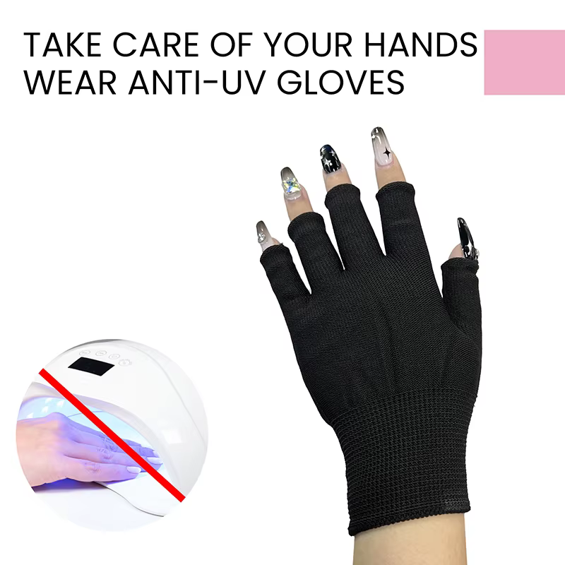 Gants fins anti-UV noirs pour ongles, bouclier de gel UV, outils d'art d'ongle de manucure sans doig
